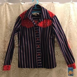 Vintage western button down bandana top